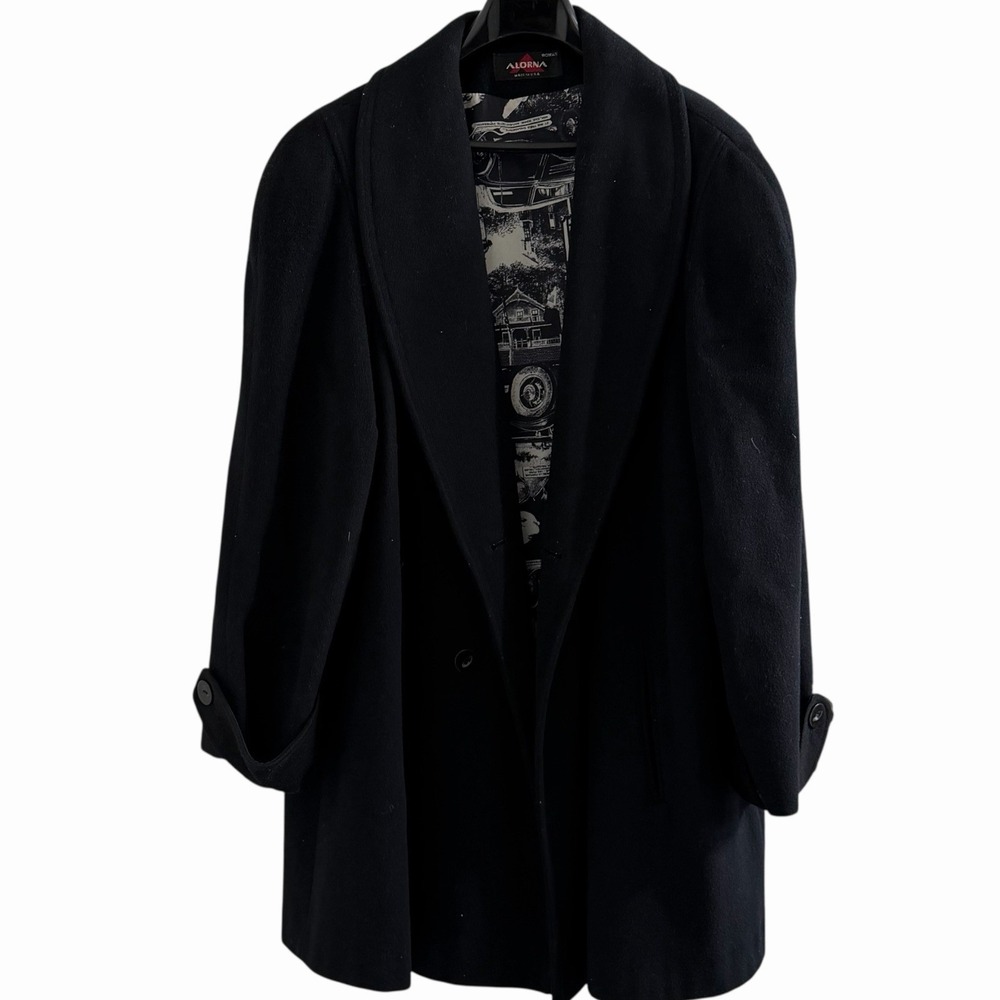 Alorna Forstmann‎ Superfina Wool Coat Black Swing USA Lined